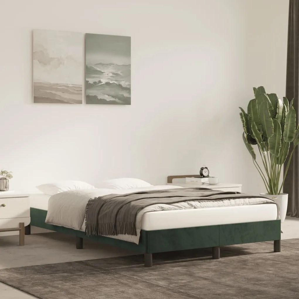 Estrutura de cama com colchão verde escuro 120x190 cm Veludo