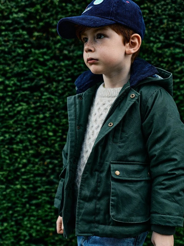 Parka com capuz amovível para menino líquen