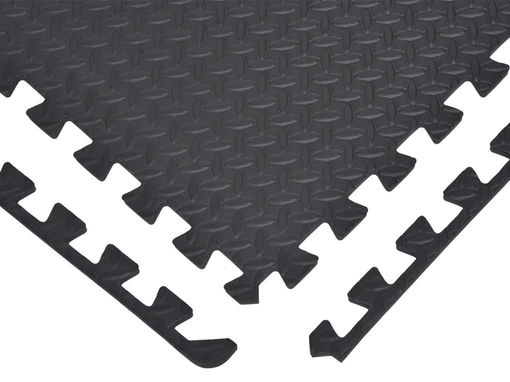 HOMCOM Tapete Puzzle de Ginástica 60x60x1,2cm Tapete Protetor de Chão de Borracha EVA de 2,16m² para Fitness Academia Pilates Preto