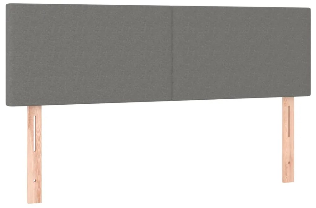 Cama box spring c/ colchão e LED 140x200 cm tecido cinza-escuro