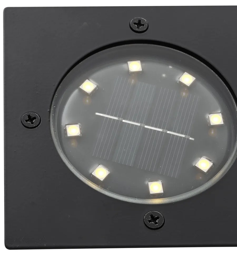 Conjunto de 6 projetores de chão pretos quadrados incluindo LED IP65 Solar - Terry Moderno