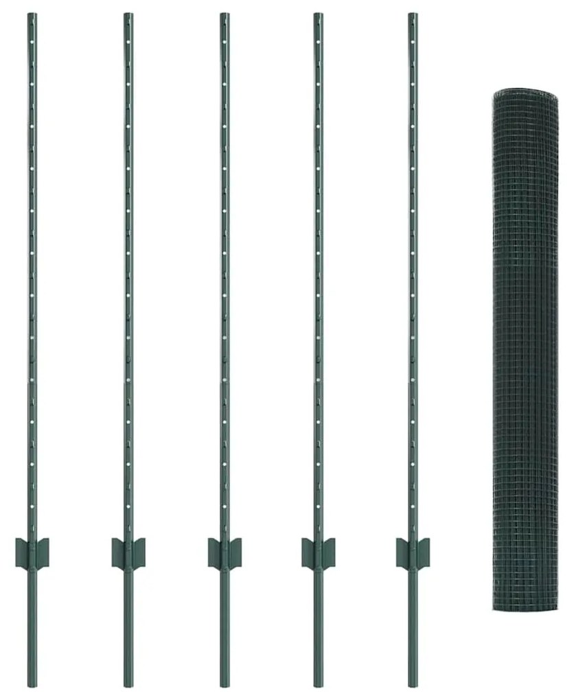 Cerca de Arame Soldado com 5 Postes U Verde 1,2x10 m Aço