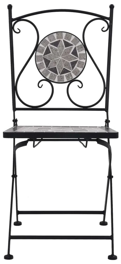 3 pcs conjunto bistro em mosaico azulejos de cerâmica cinzento