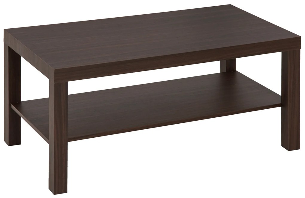 HOMCOM Mesa de Centro Mesa Auxiliar de 2 Níveis para Sala de Estar Escritório 90x45x45,5cm  Nogueira