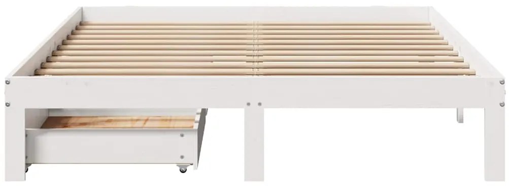 Estrutura de cama com gavetas 160x200 cm pinho maciço branco