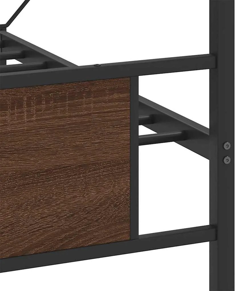Estrutura cama sem colchão 183x213 cm metal carvalho castanho