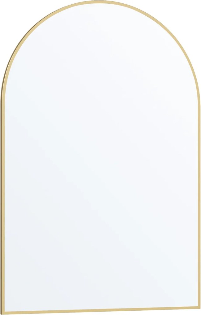 Espelho de parede 91 x 61 cm (C x L), película de segurança, formato arqueado dourado