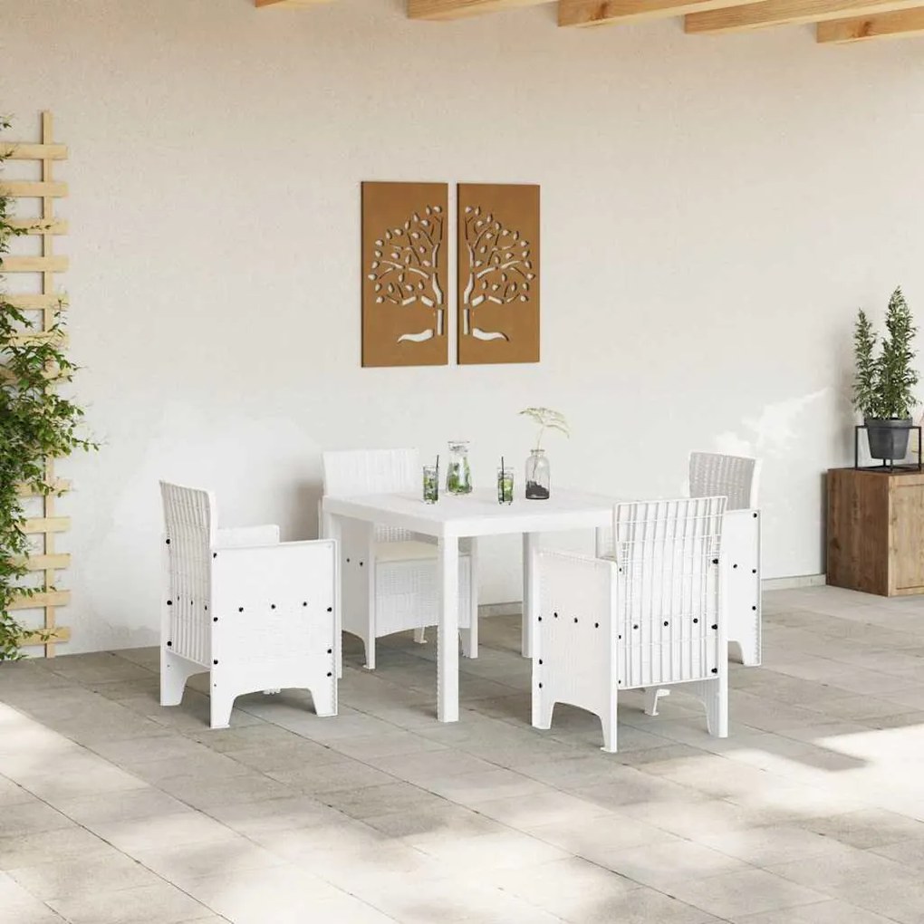 Conjunto de Jantar para Jardim 5 pcs Branco
