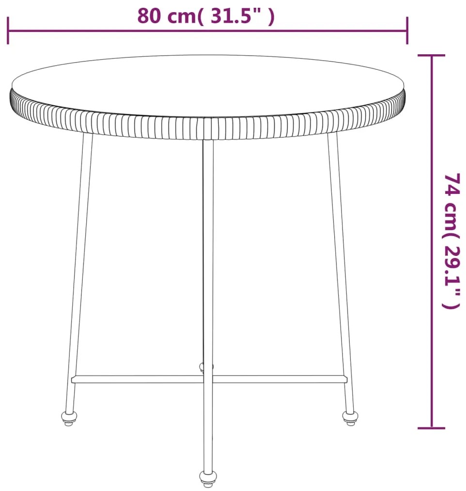 5 pcs conjunto de jantar p/ jardim vime PE