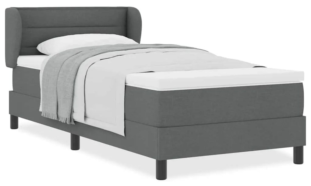 Cama Box Spring com Colchão Cinza Escuro 80x200 cm Tecido
