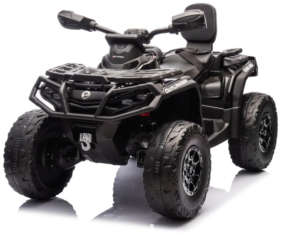 Moto 4 elétrica para crianças 12V Can Am Outlander 4x4 com controlo remoto, rodas Espuma EVA, assento couro Carga até 50Kg Preta