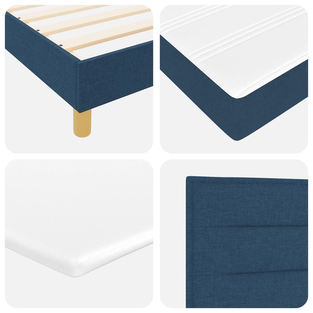 Cama com box spring com colchão azul 90x200 cm tecido