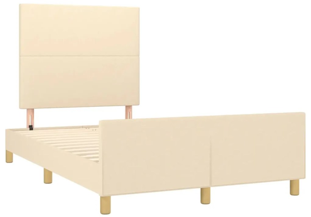 Estrutura de cama sem colchão 120x190 cm tecido creme