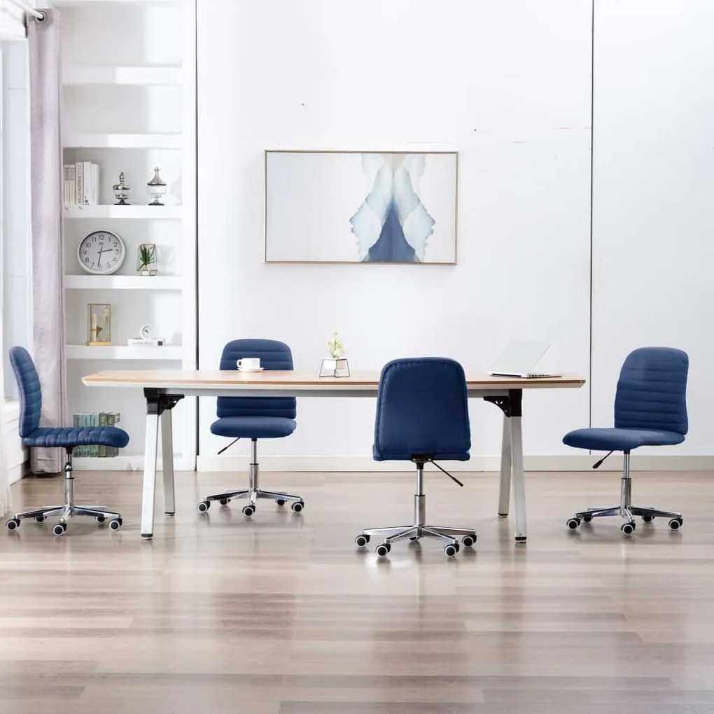 vidaXL Cadeiras de jantar 4 pcs tecido azul