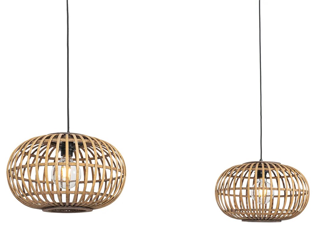 Candeeiro de suspensão oriental em bambu 2 luzes - Amira Oriental