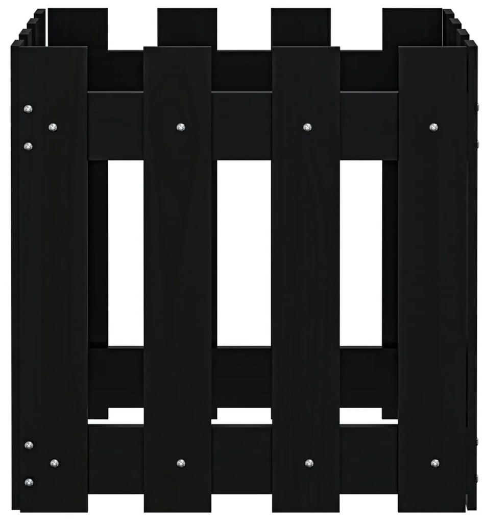 Vaso de jardim c/ design cerca 40x40x40 cm pinho maciço preto