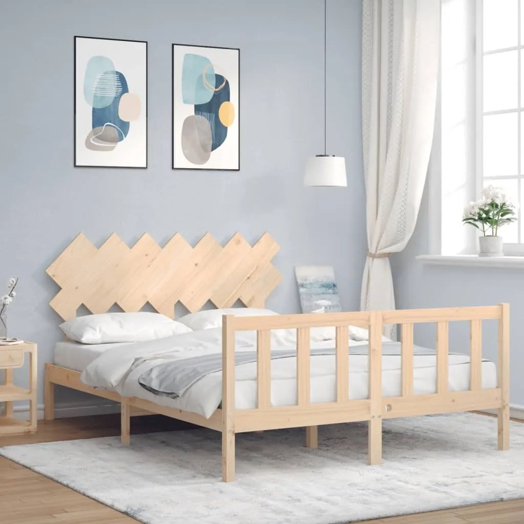 vidaXL Estrutura de cama King Size com cabeceira madeira maciça