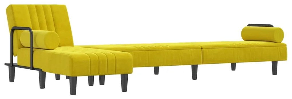 Sofá-cama em forma de L 260x140x70 cm veludo amarelo