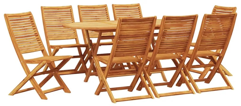 Conjunto de Jantar de Jardim Manual 9 pcs Castanho Largo