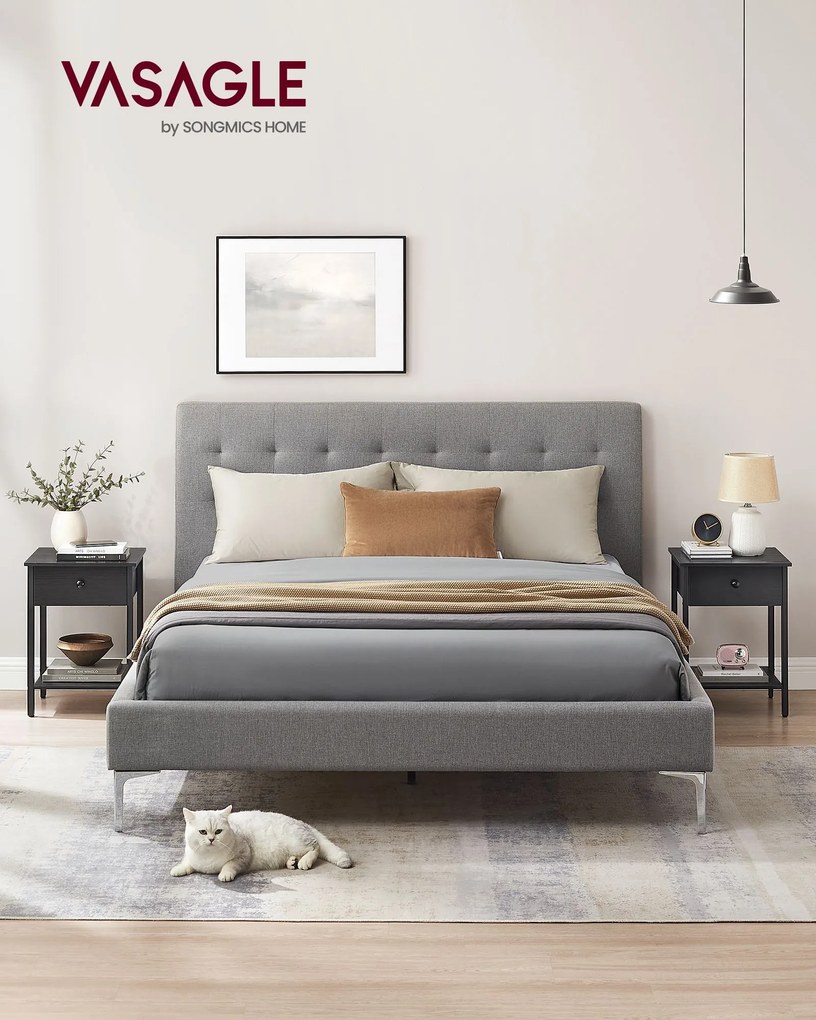 Conjunto de 2 mesas de cabeceira 40 x 40 x 55 cm com gaveta e prateleira, em preto