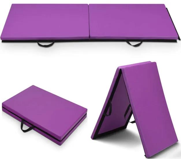 Tapete de Yoga 180 x 60 x 4cm  Almofada Academia Aptidão Tapete de exercício dobrável portátil Púrpura