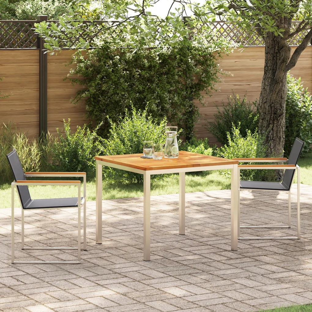 Conjunto de Jantar para Jardim vidaXL 3 Peças em Madeira Sólida de Tec