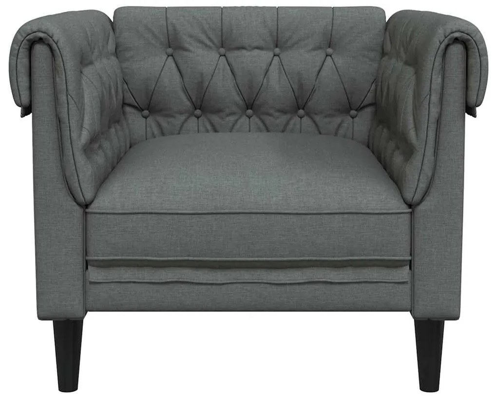 Sofá chesterfield tecido cinzento-escuro