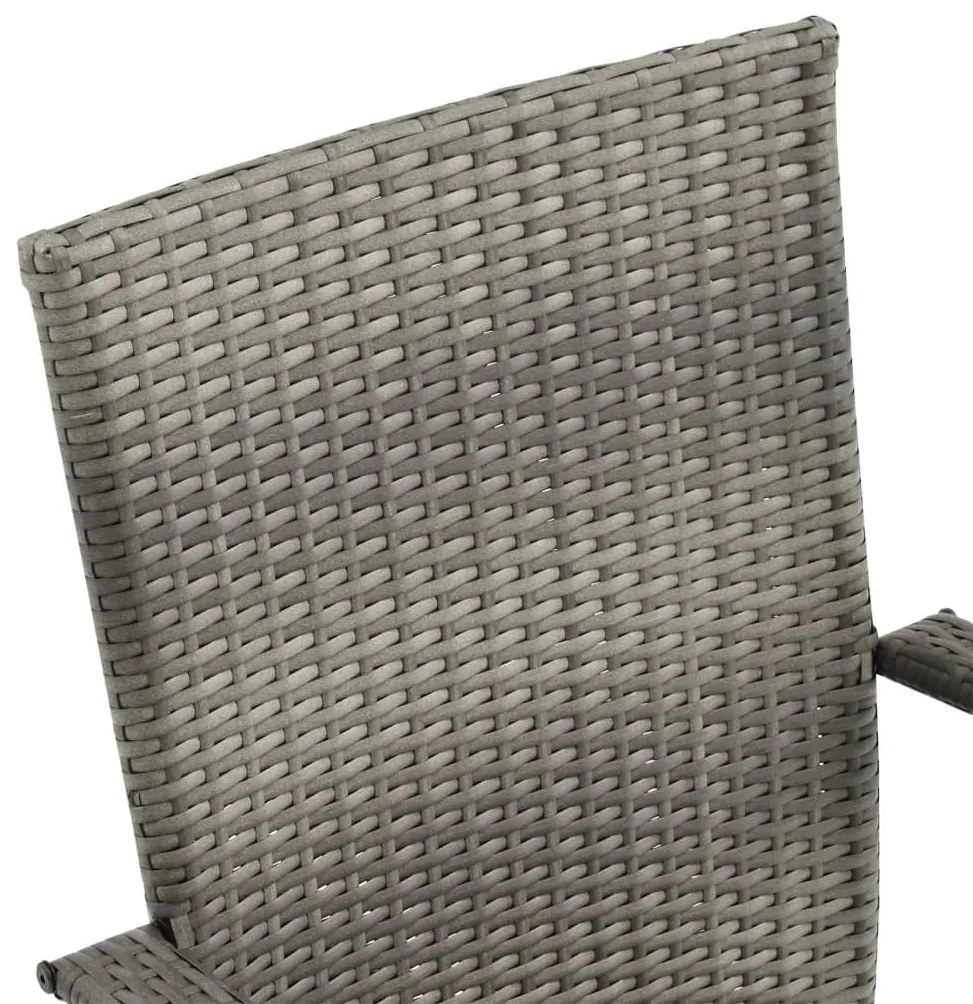 3 pcs conjunto de jantar para jardim vime PE cinzento