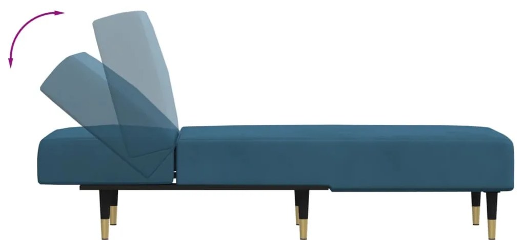 Chaise longue veludo azul