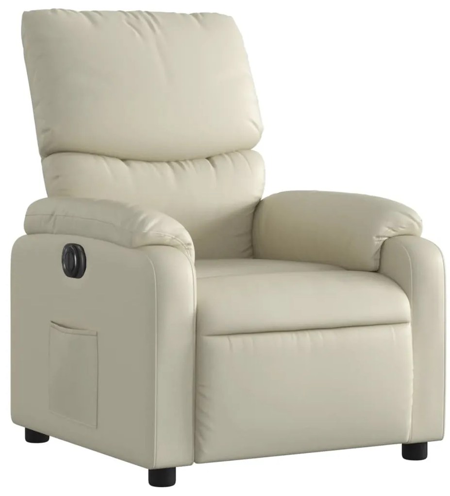 Poltrona reclinável elétrica couro artificial cor creme