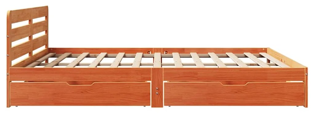 Cama sem colchão 200x200 cm pinho maciço castanho-mel