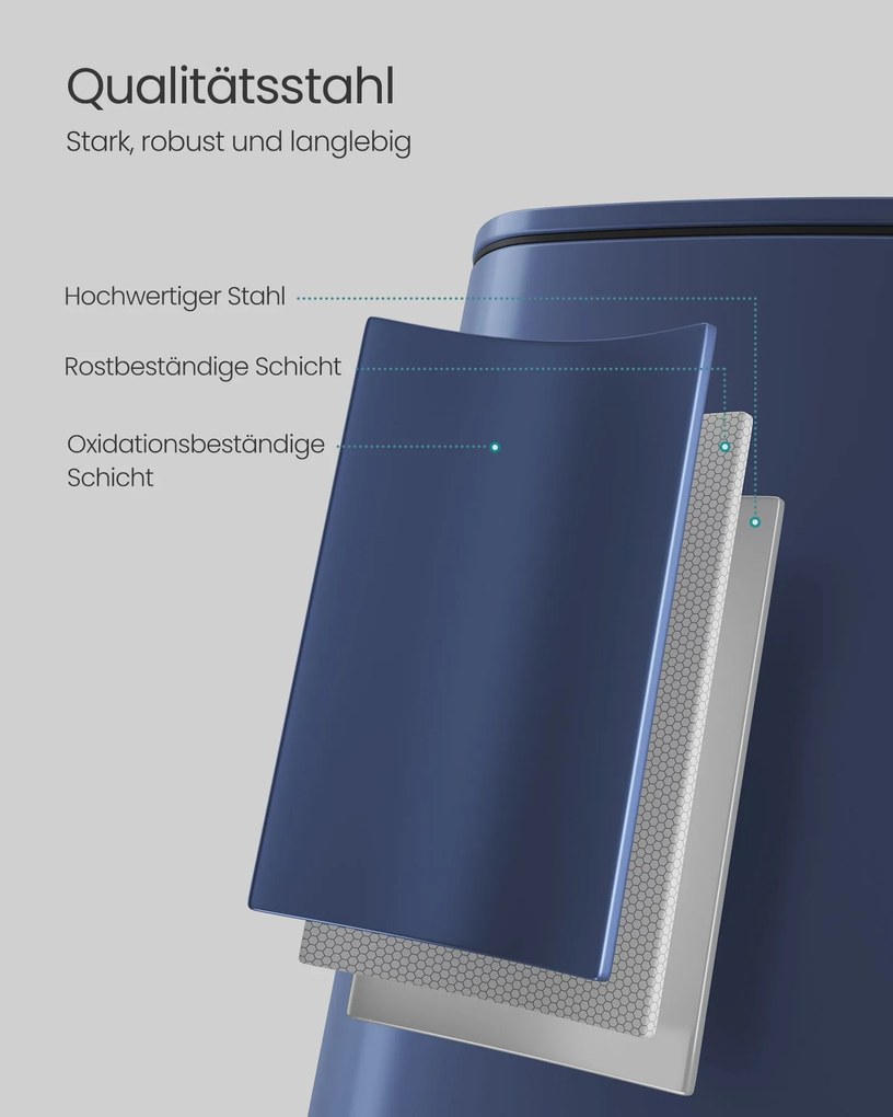 Caixote do lixo de 20 litros 34,1 x 28,6 x 54,5 cm em aço azul-escuro