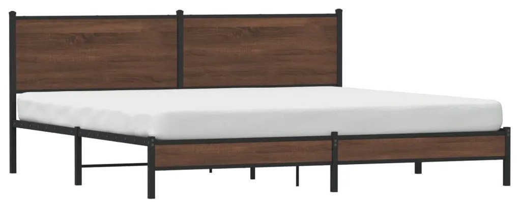 Estrutura cama sem colchão 200x200cm metal carvalho castanho