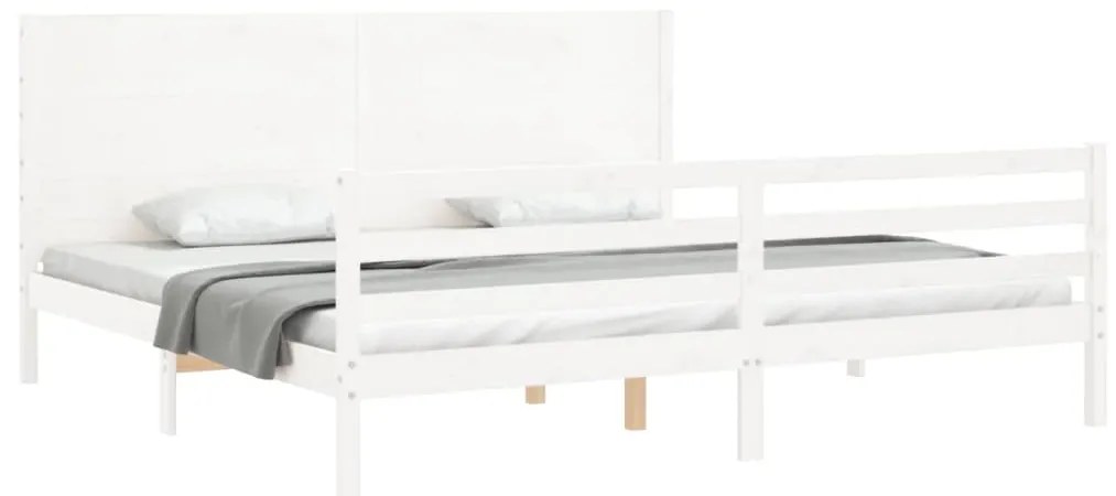 Estrutura cama Super King Size c/ cabeceira madeira branco