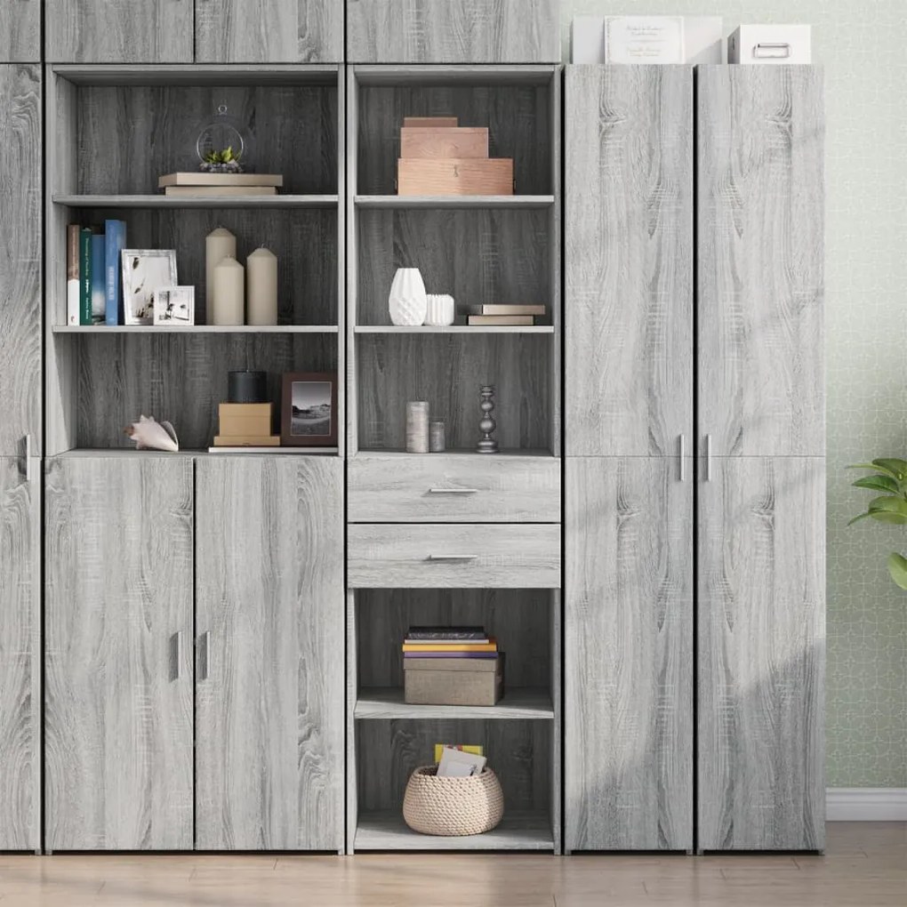 vidaXL Armário alto 50x42,5x185 cm derivados de madeira cinza sonoma