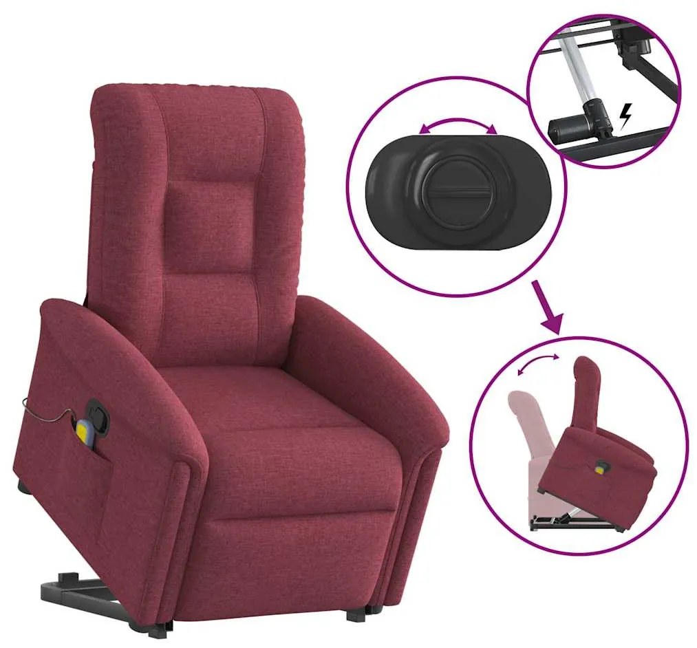 Poltrona de massagens reclin. elevatória tecido vermelho tinto
