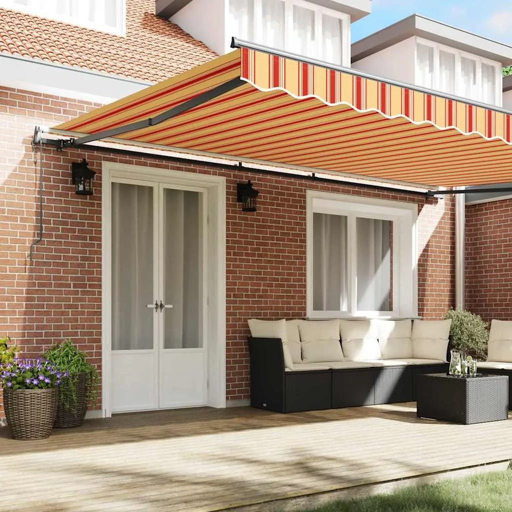 Toldo Retrátil Automático Amarelo e Laranja 500 x 350 cm