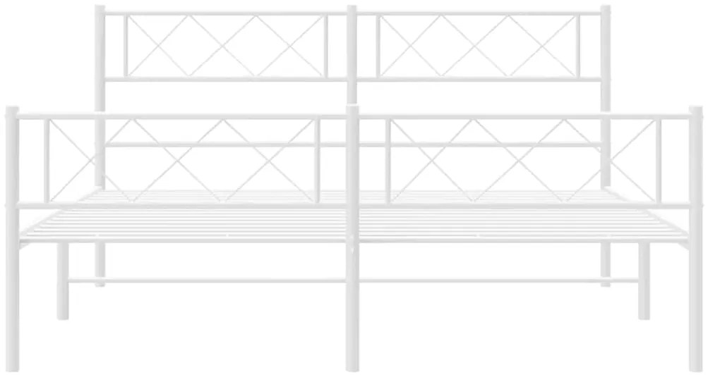Estrutura de cama com cabeceira e pés 135x190 cm metal branco