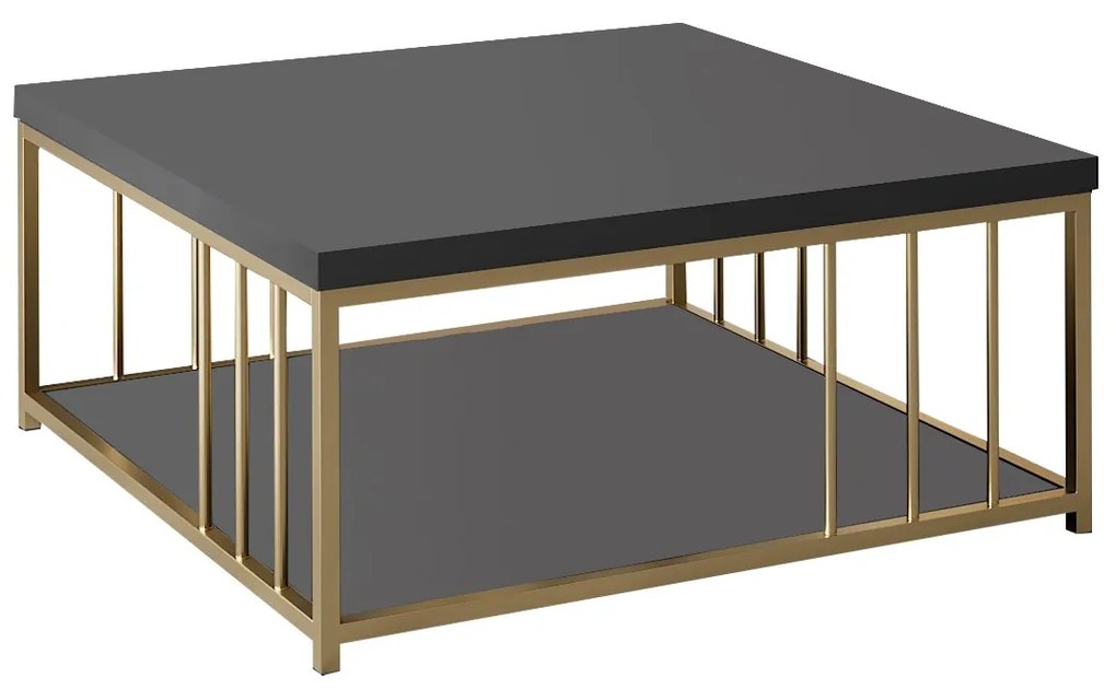 Mesa de Centro Zenn – Antracite/Gold – 90x90x40 cm