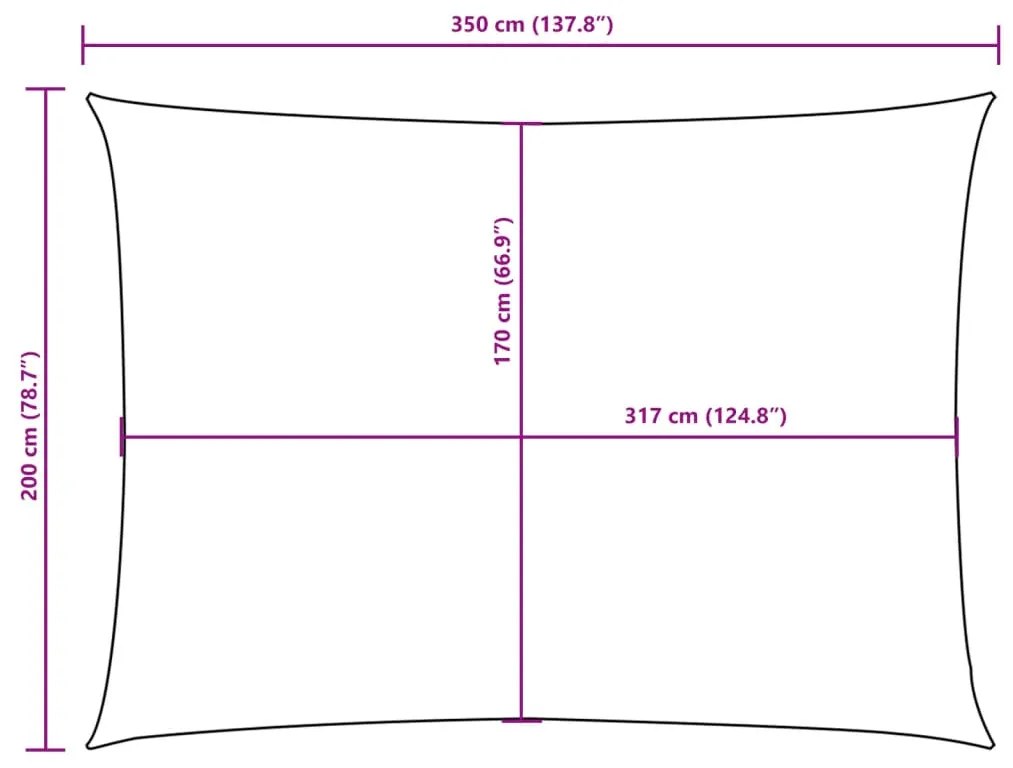 Para-sol estilo vela tecido oxford retangular 2x3,5 m cor creme