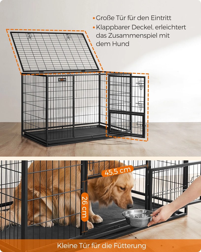 Gaiola transporte para animais de estimação 122 x 74,5 x 80,5 cm Preto