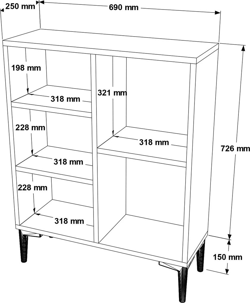 Estante Luise com Pés Altos  – Branco – 69x25x87,6 cm