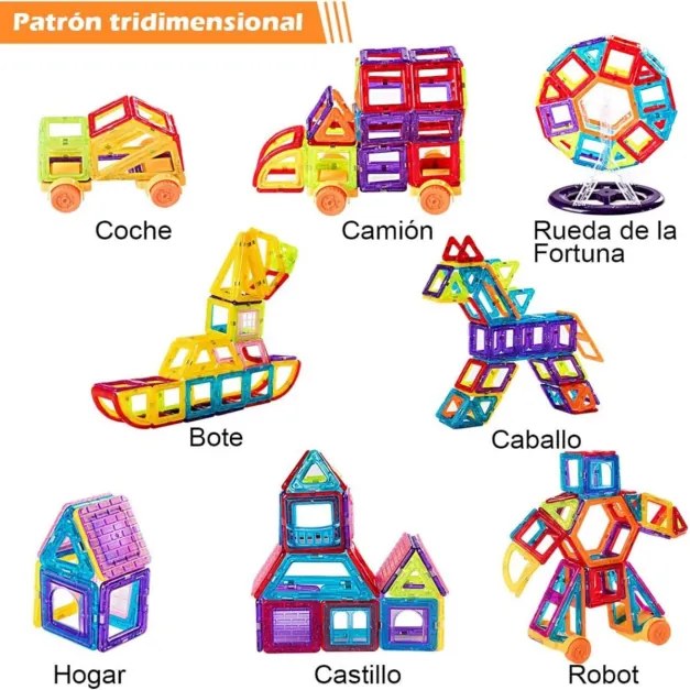 106 peças de blocos de construção magnéticos de brinquedo para crianças de 3 anos ou mais, criativos, educacionais, multicoloridos