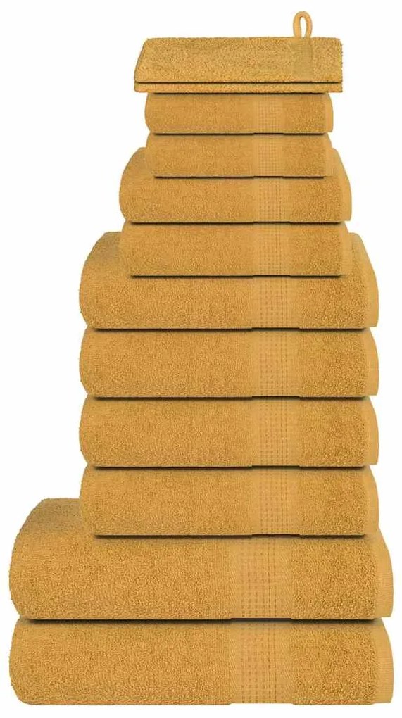 vidaXL 12pcs Conjunto toalhas banho 360 gsm 100% algodão dourado