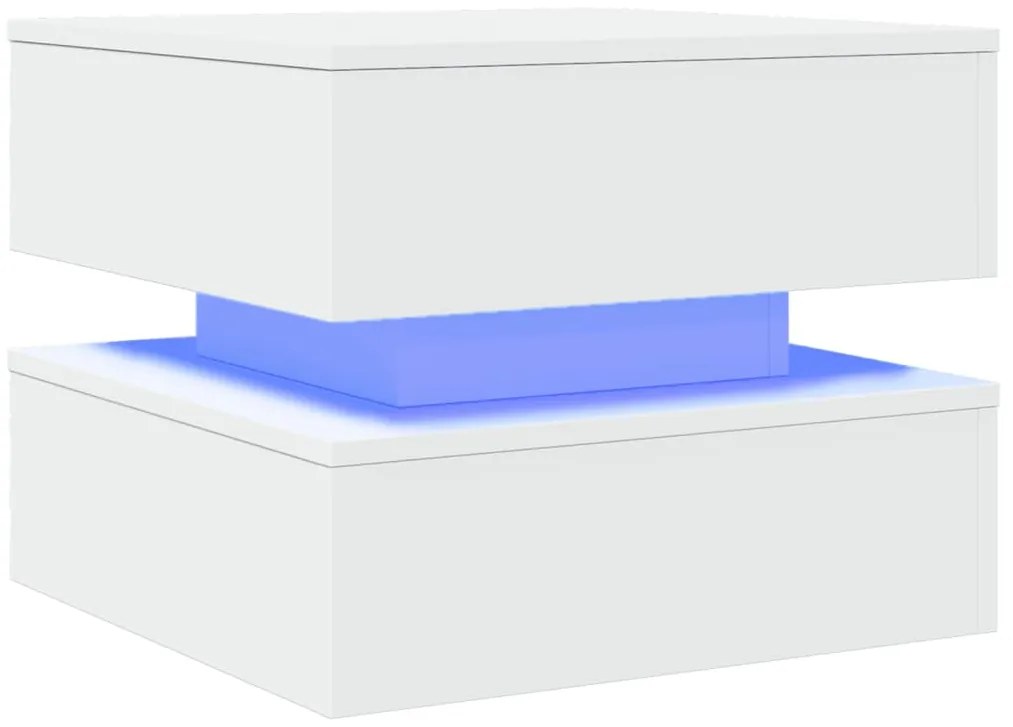Mesa de centro com luzes LED 50x50x40 cm branco