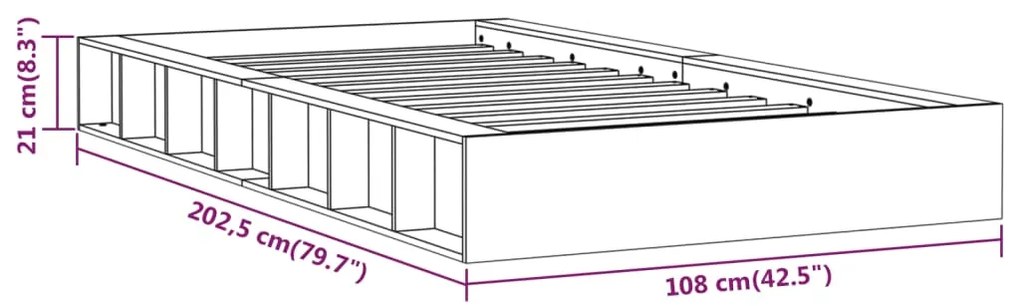 Estrutura de cama 90x200 cm madeira maciça preto