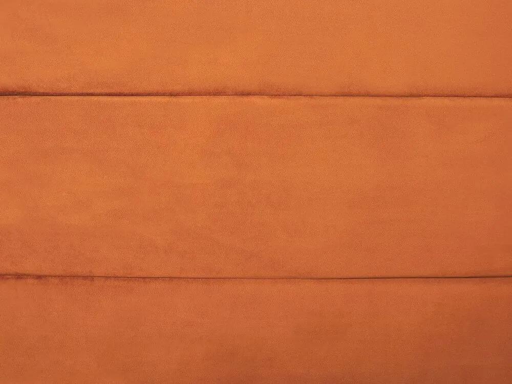 Cama de casal com arrumação em veludo laranja 160 x 200 cm ROUEN Beliani