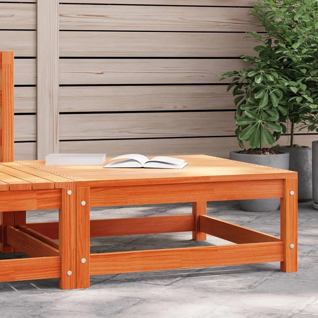 vidaXL Apoio de pés p/ jardim 70x70x30 cm pinho maciço castanho cera