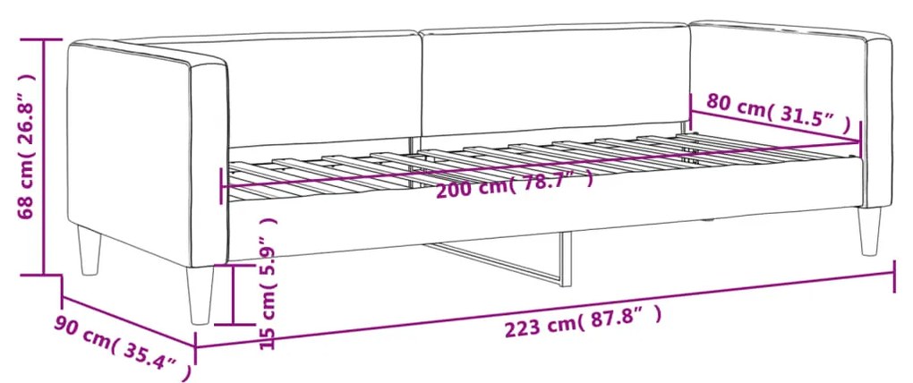 Sofá-cama 80x200 cm tecido cinzento-escuro