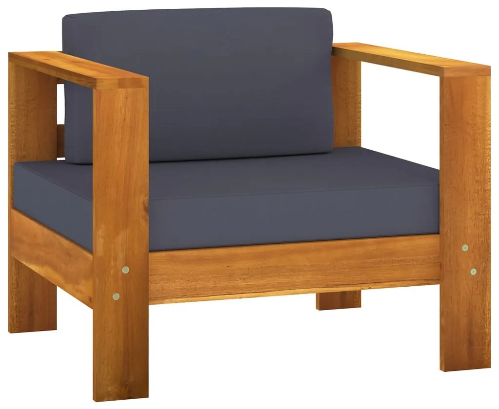 10 pcs conj. lounge de jardim c/ almofadões cinza-escuro acácia